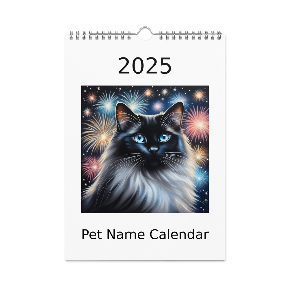 PugMug Custom Black Ragdoll Cat Wall Calendar (2026)