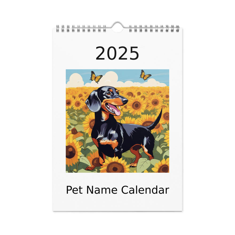 PugMug Custom Black Dachshund Wall Calendar (2026)