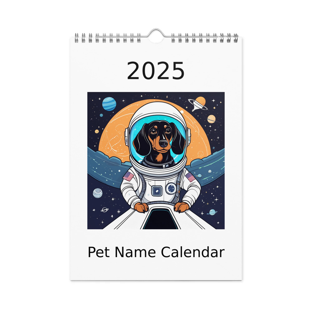 PugMug Custom Black Dachshund Wall Calendar (2026)