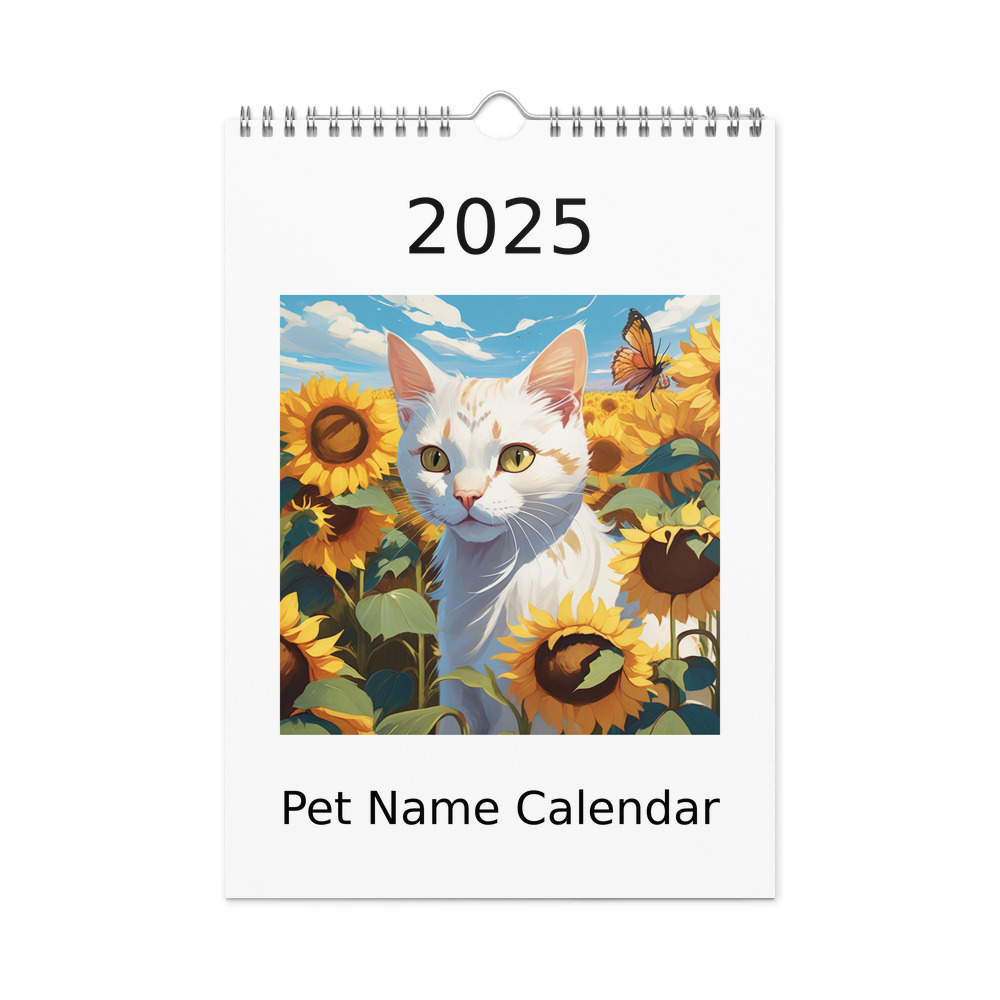 PugMug Custom White Exotic Cat Wall Calendar (2026)