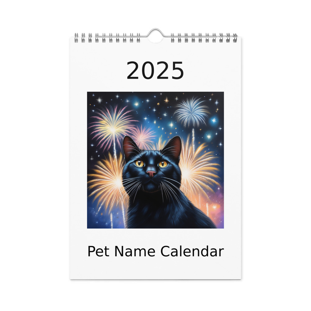 PugMug Custom Black Exotic Cat Wall Calendar (2026)