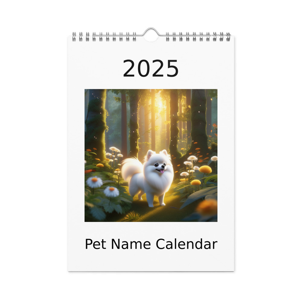 PugMug Custom White Pomeranian Wall Calendar (2026)