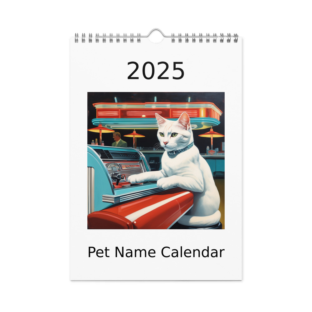 PugMug Custom White Companion Cat Wall Calendar (2026)