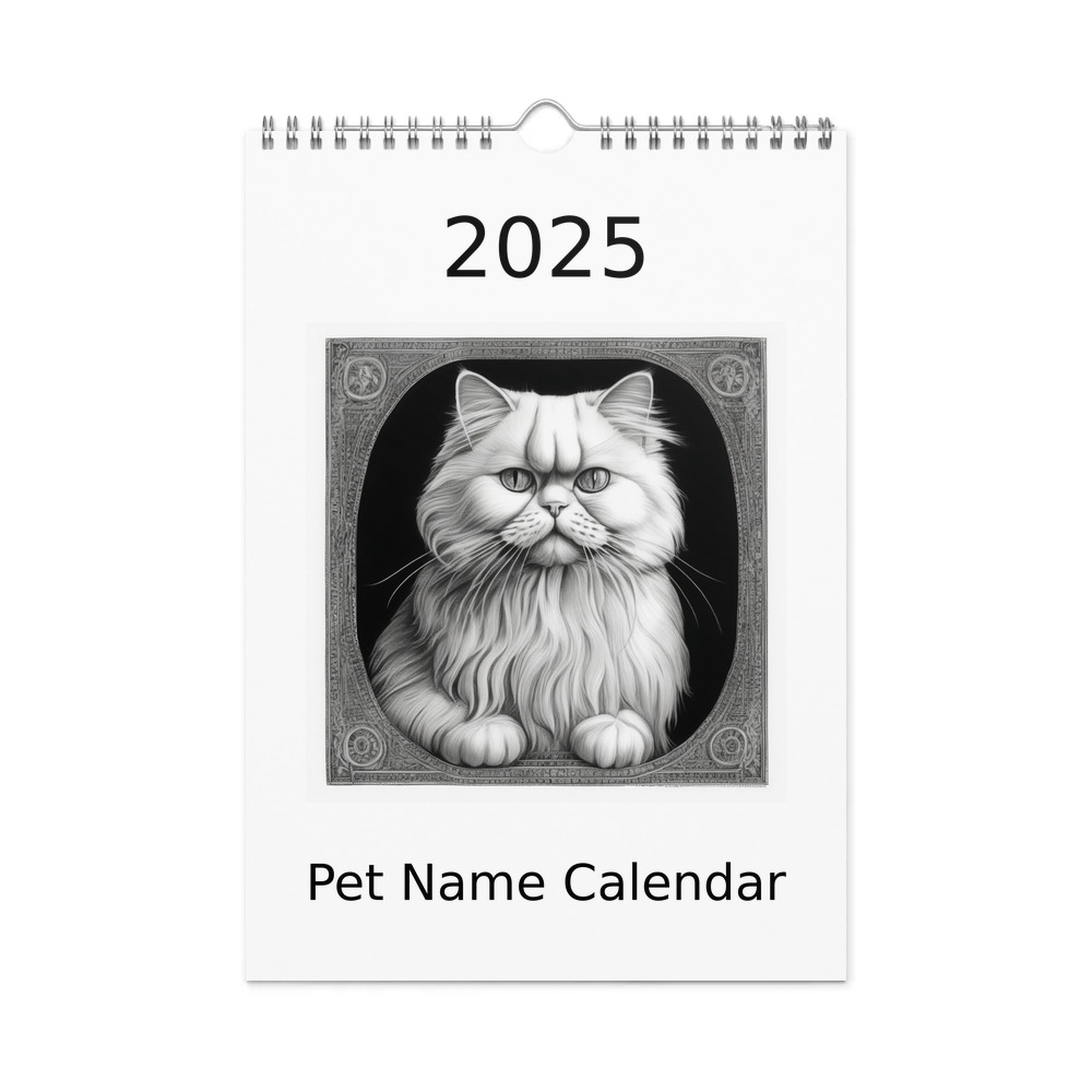 PugMug Custom White Persian Cat Wall Calendar (2026)