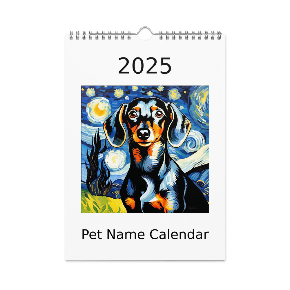 PugMug Custom Black Dachshund Wall Calendar (2026)