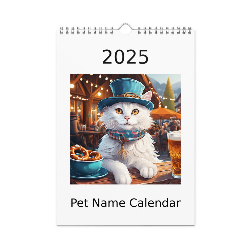 PugMug Custom White Companion Cat Wall Calendar (2026)