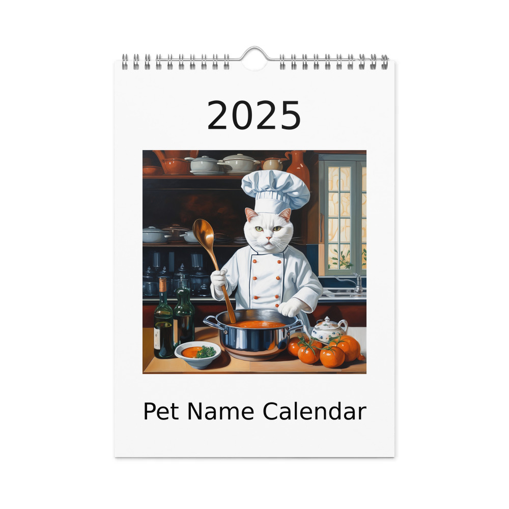 PugMug Custom White Companion Cat Wall Calendar (2026)
