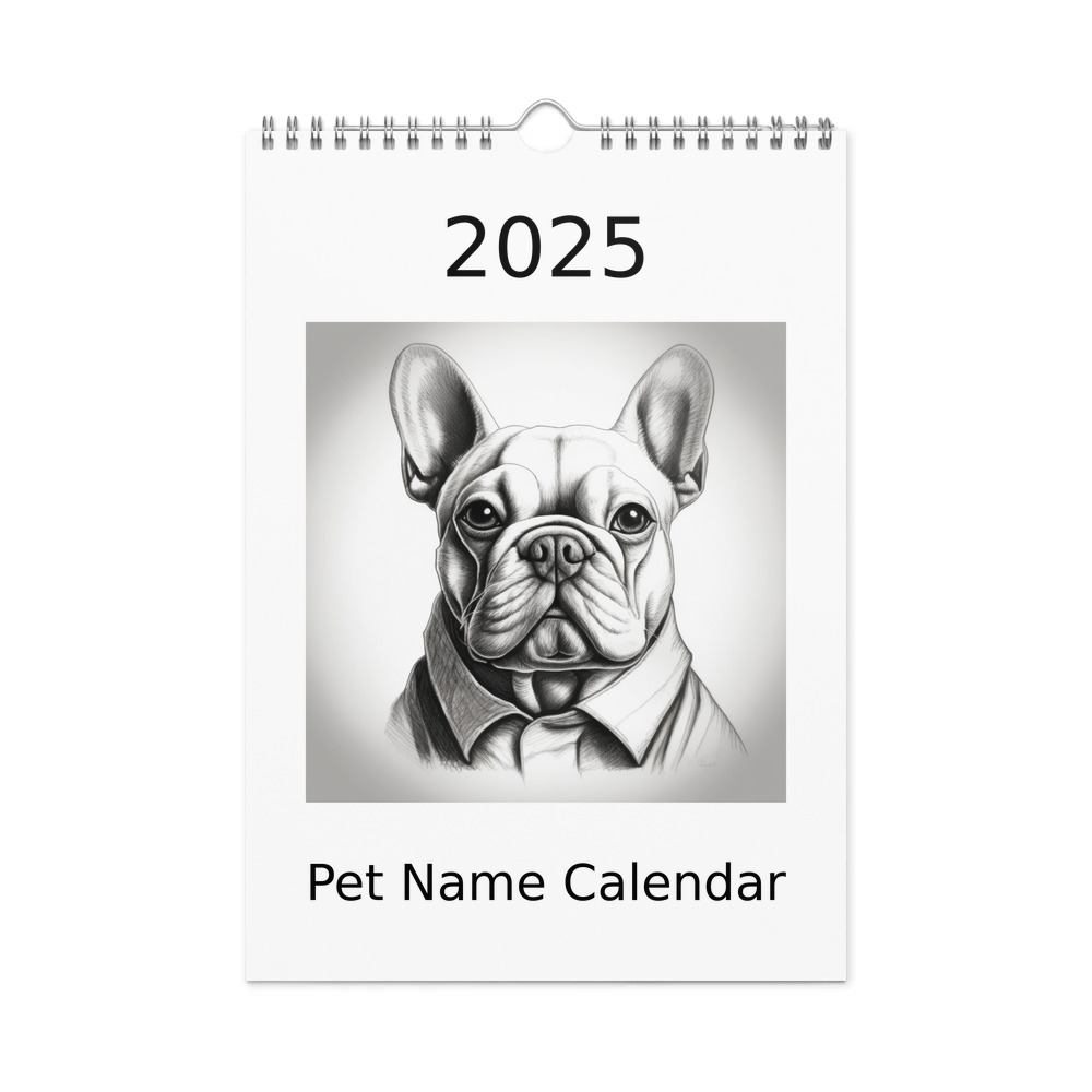 PugMug Custom White French Bulldog Wall Calendar (2026)