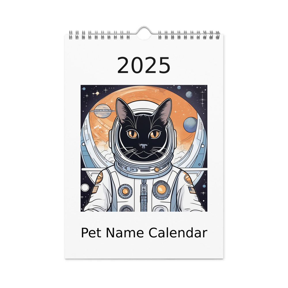 PugMug Custom Black Abyssinian Cat Wall Calendar (2026)
