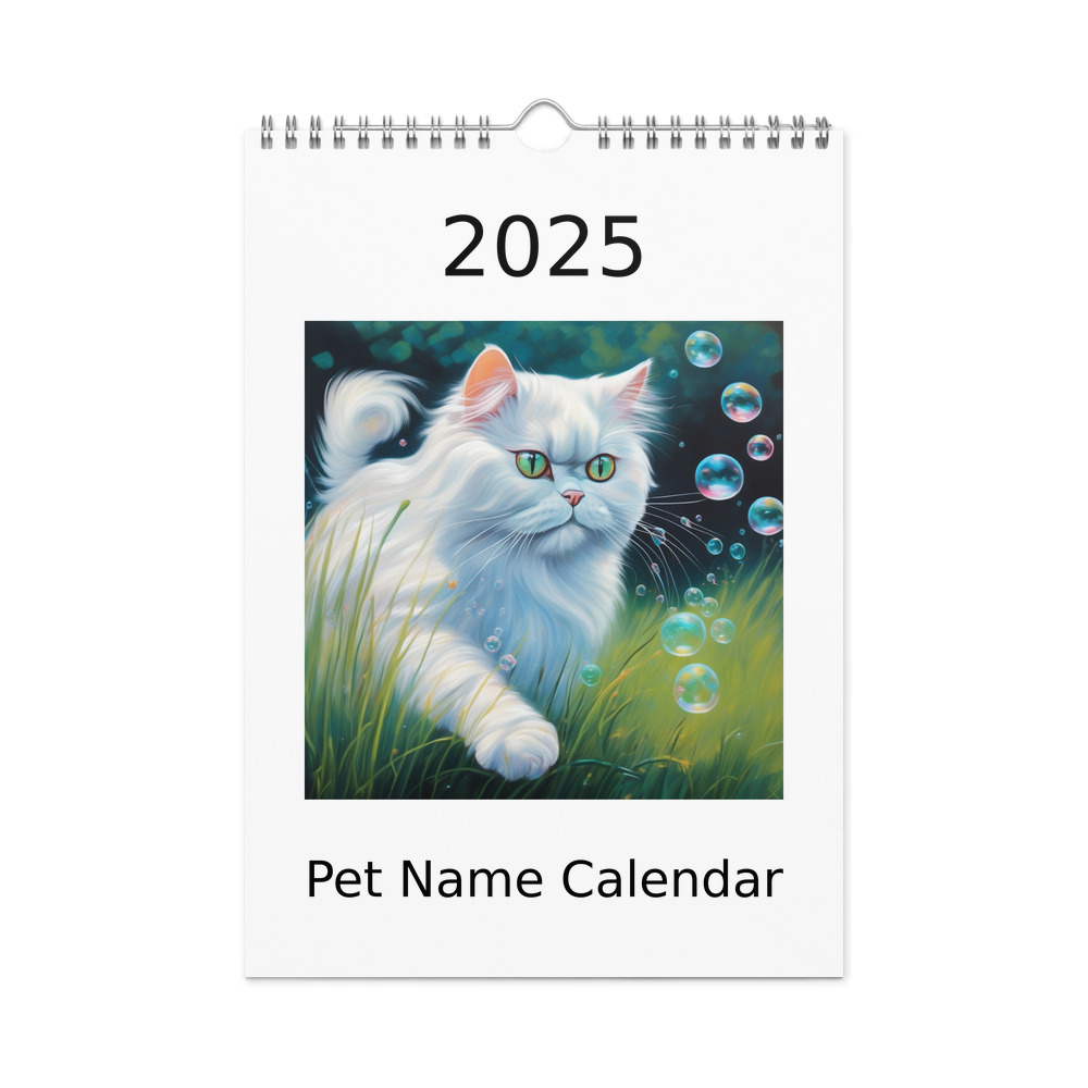 PugMug Custom White Persian Cat Wall Calendar (2026)