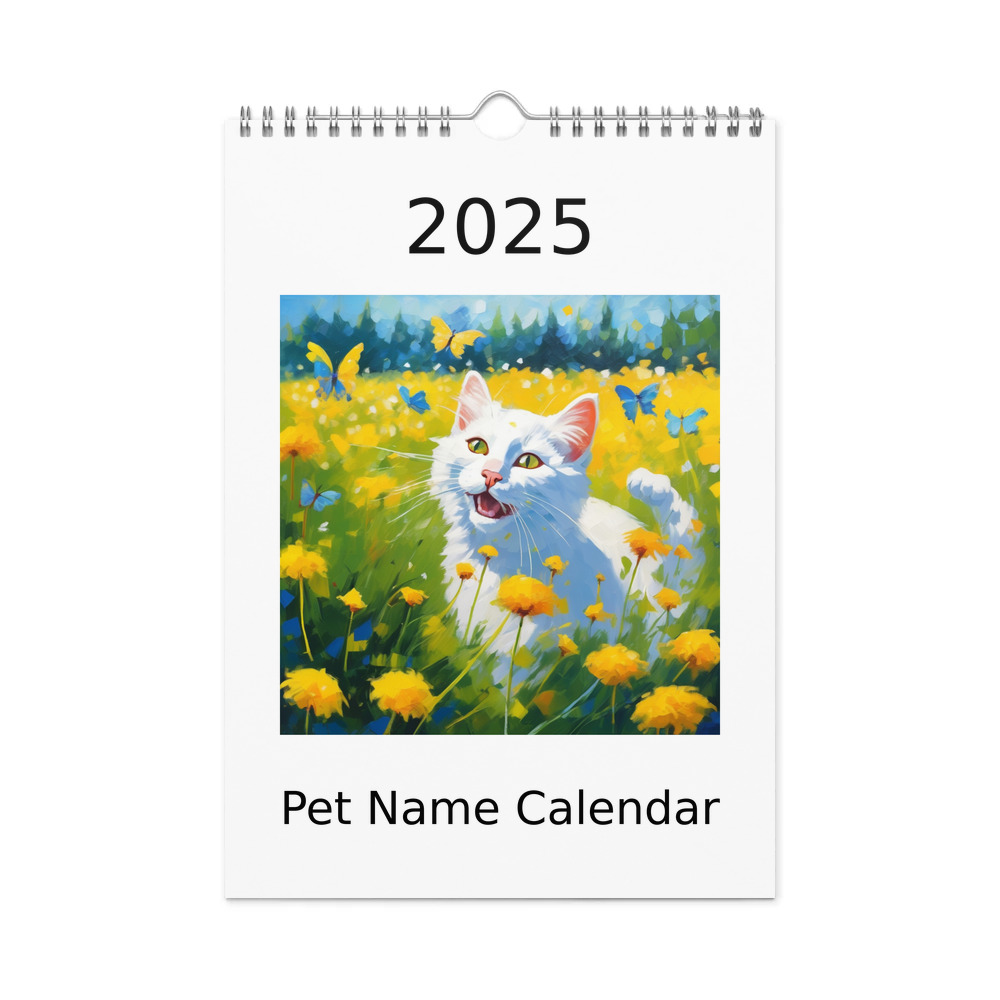 PugMug Custom White Exotic Cat Wall Calendar (2026)