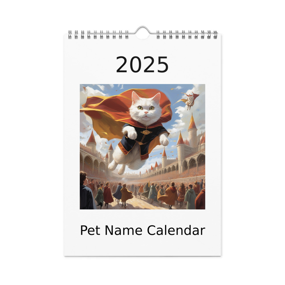PugMug Custom White Companion Cat Wall Calendar (2026)
