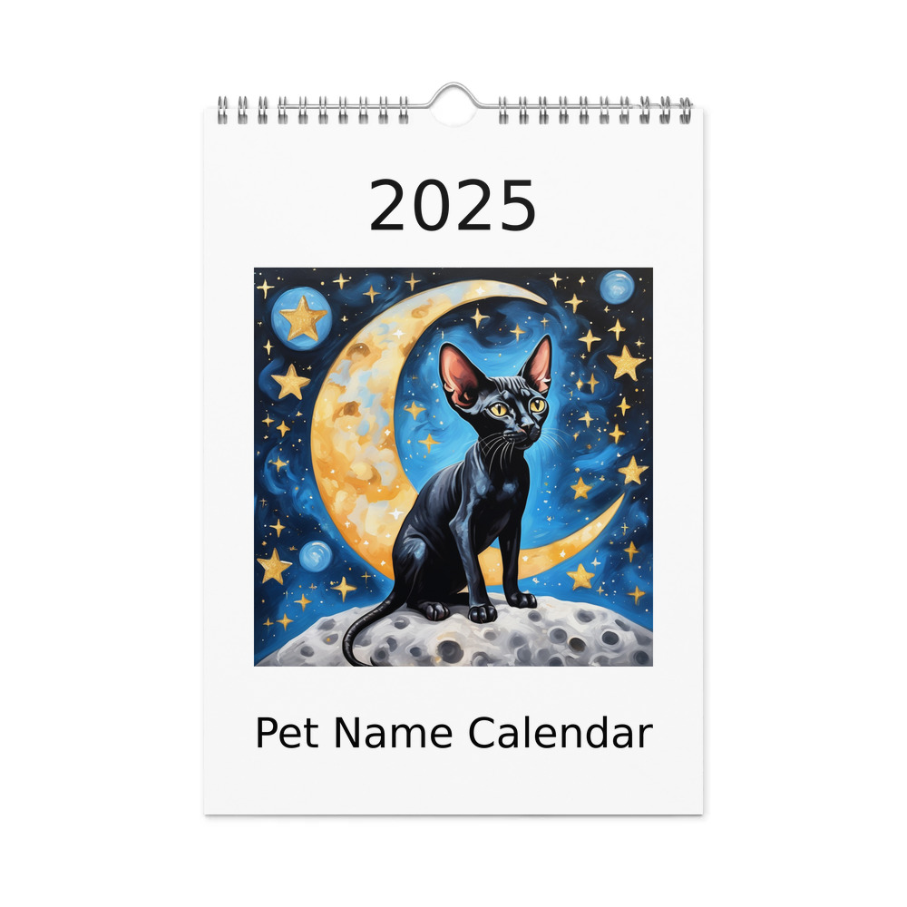 PugMug Custom Black Sphynx Cat Wall Calendar (2026)