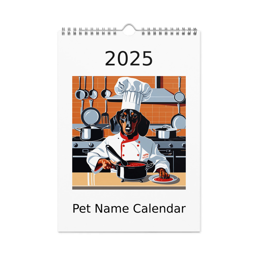 PugMug Custom Black Dachshund Wall Calendar (2026)