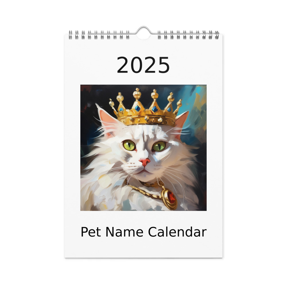 PugMug Custom White Companion Cat Wall Calendar (2026)