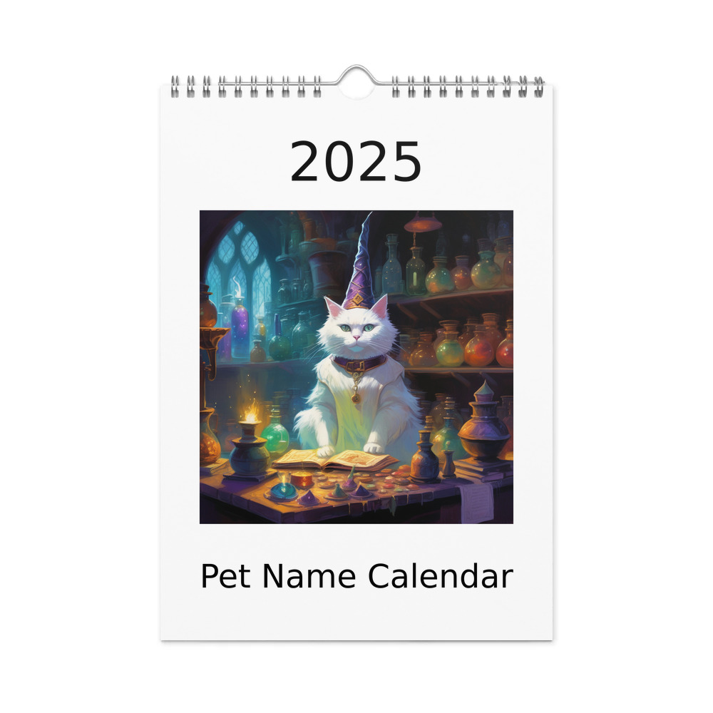 PugMug Custom White Companion Cat Wall Calendar (2026)