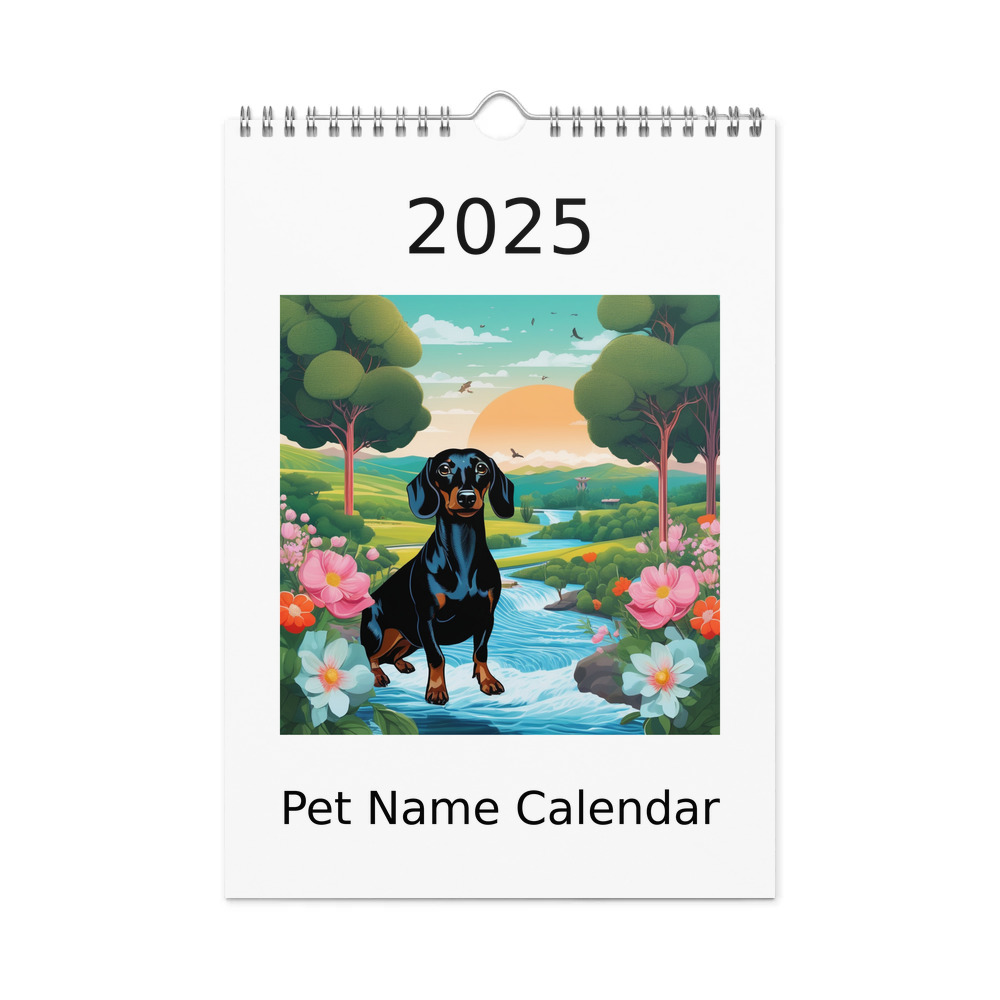 PugMug Custom Black Dachshund Wall Calendar (2026)