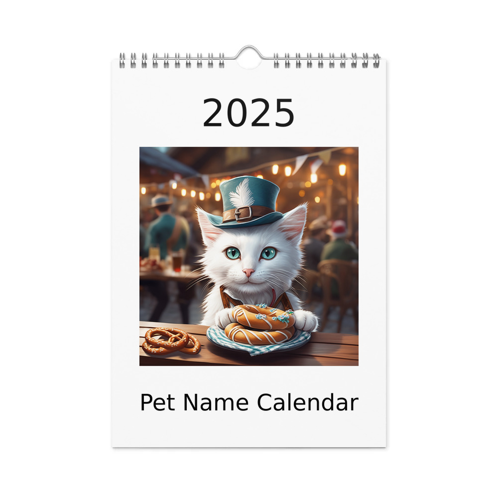 PugMug Custom White Companion Cat Wall Calendar (2026)
