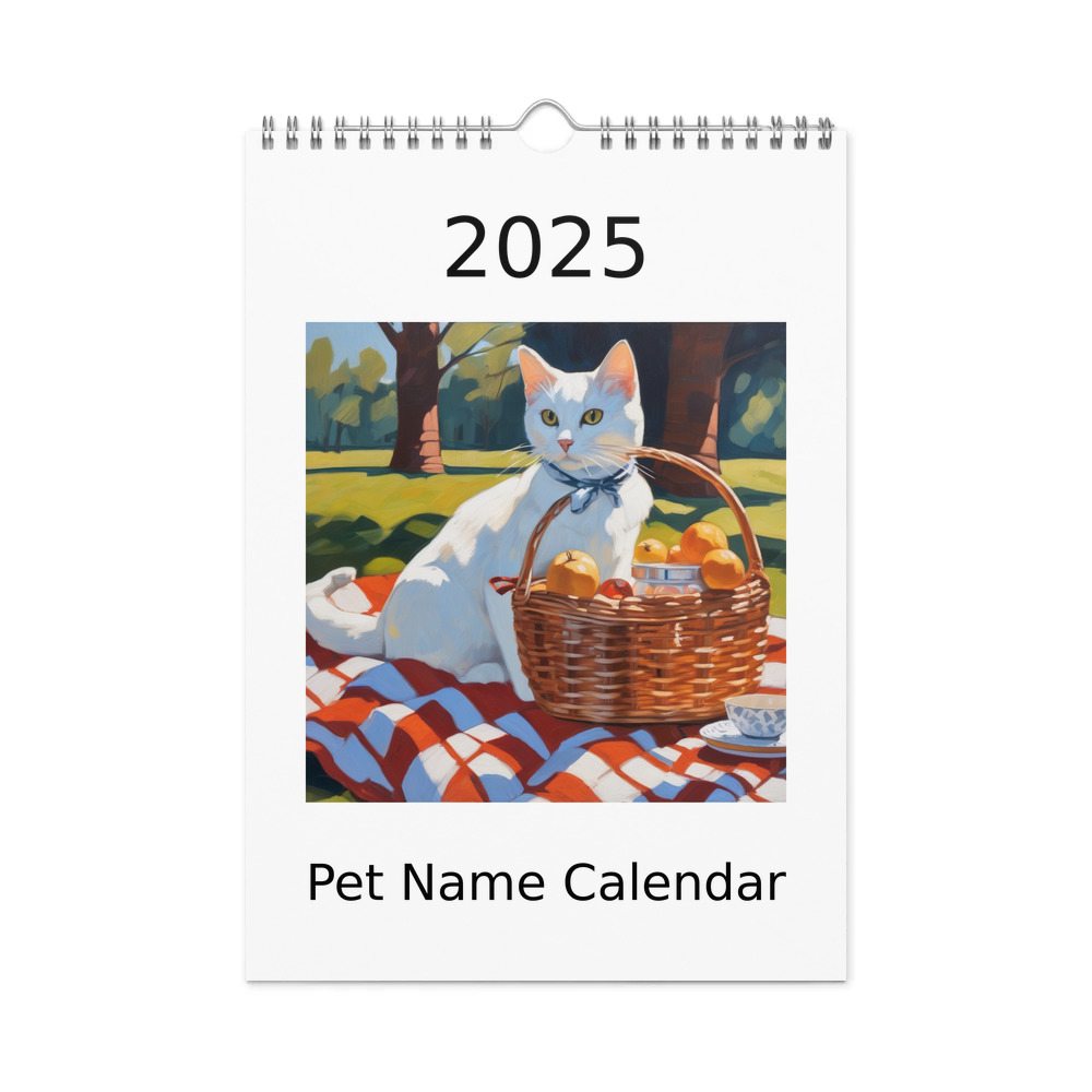 PugMug Custom White Companion Cat Wall Calendar (2026)