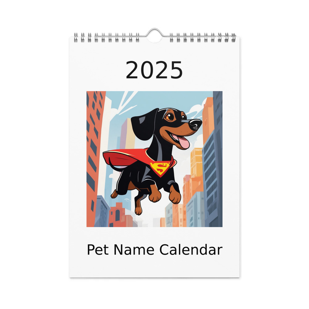 PugMug Custom Black Dachshund Wall Calendar (2026)