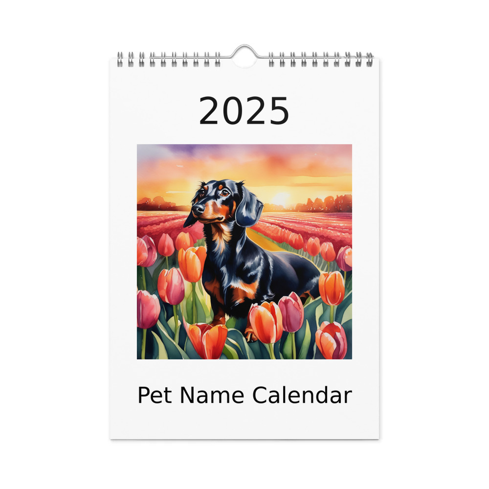 PugMug Custom Black Dachshund Wall Calendar (2026)