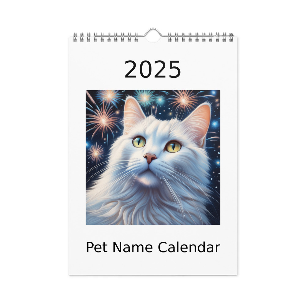 PugMug Custom White Companion Cat Wall Calendar (2026)