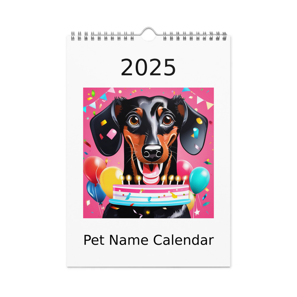 PugMug Custom Black Dachshund Wall Calendar (2026)