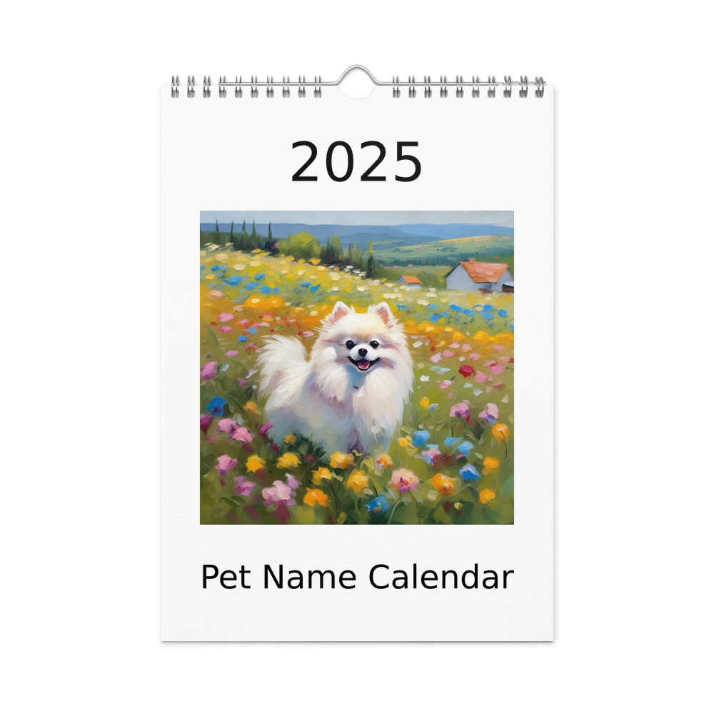 PugMug Custom White Pomeranian Wall Calendar (2026)