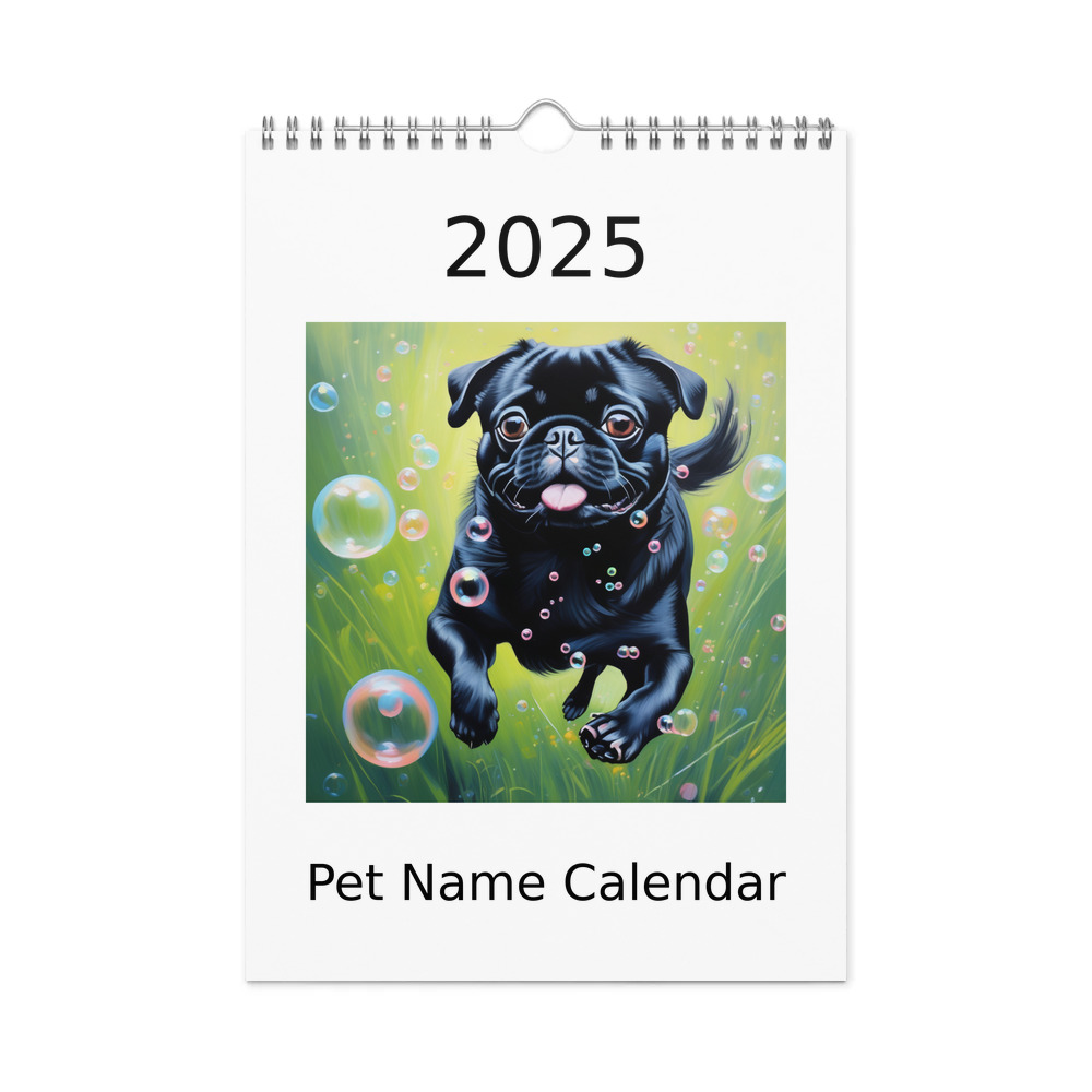 PugMug Custom Black Pug Wall Calendar (2026)