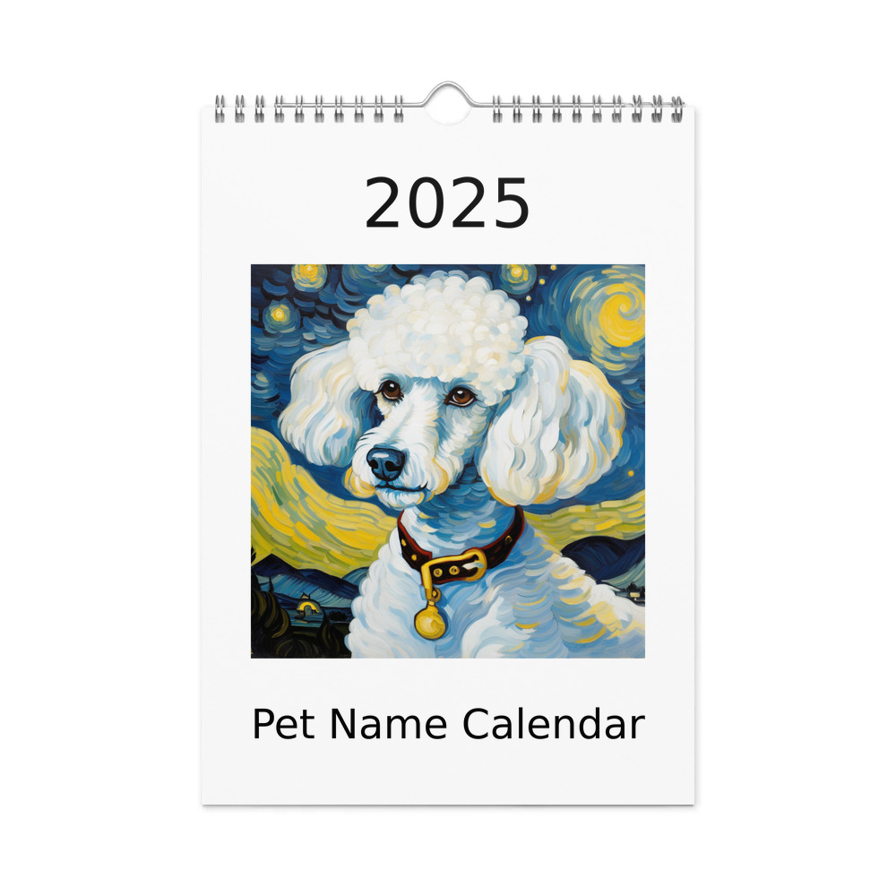 PugMug Custom White Poodle Wall Calendar (2026)