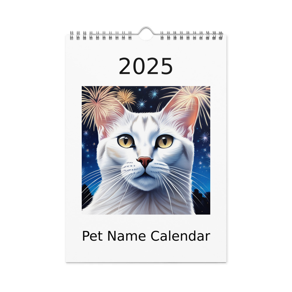 PugMug Custom White Abyssinian Cat Wall Calendar (2026)
