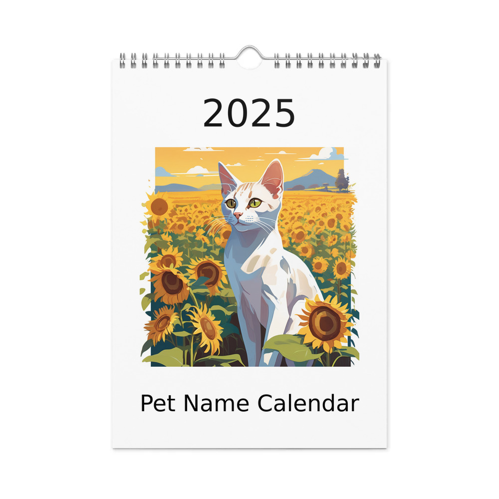 PugMug Custom White Abyssinian Cat Wall Calendar (2026)