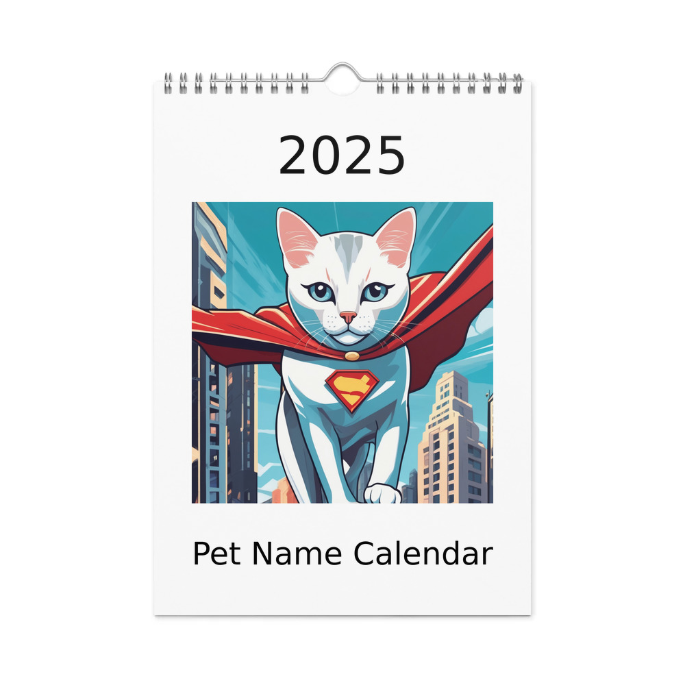 PugMug Custom White Exotic Cat Wall Calendar (2026)
