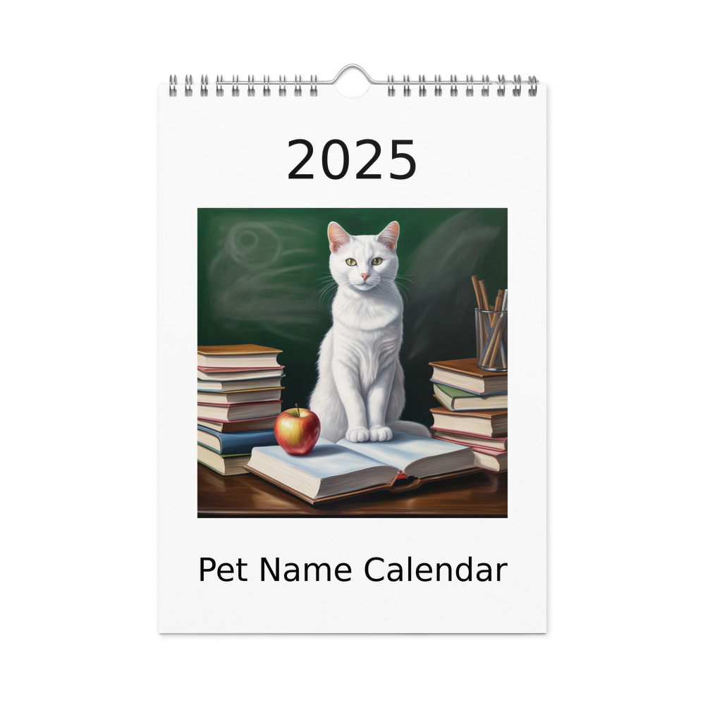 PugMug Custom White Companion Cat Wall Calendar (2026)