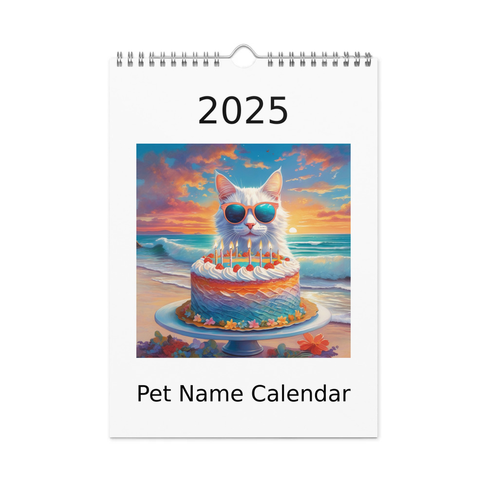 PugMug Custom White Companion Cat Wall Calendar (2026)