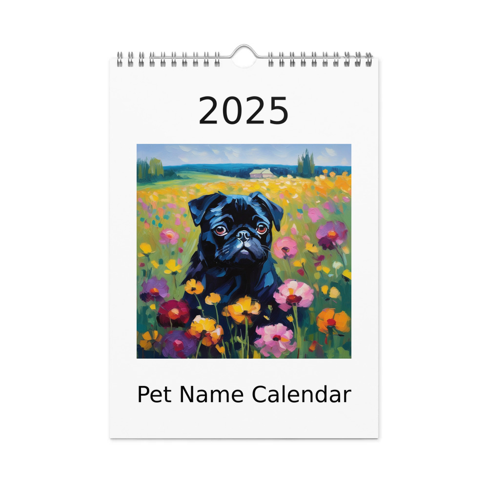 PugMug Custom Black Pug Wall Calendar (2026)