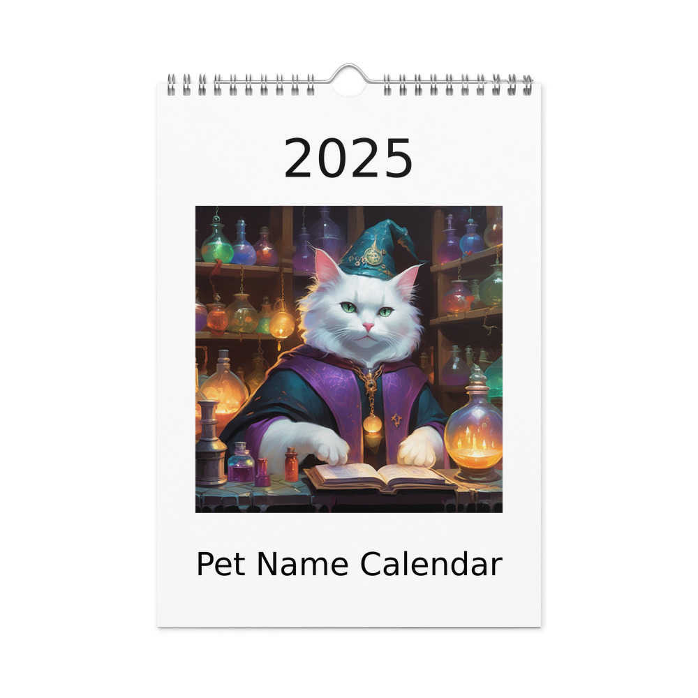 PugMug Custom White Companion Cat Wall Calendar (2026)