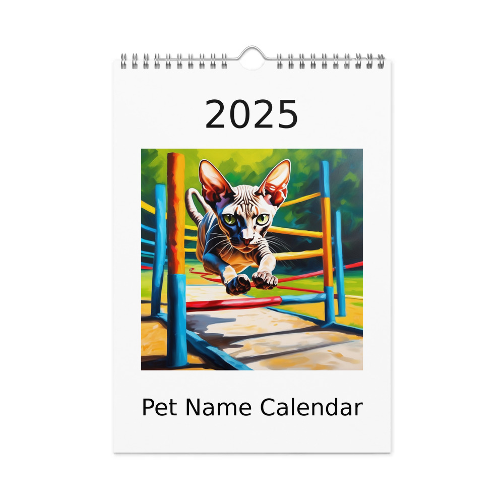 PugMug Custom Tabby Sphynx Cat Wall Calendar (2026)