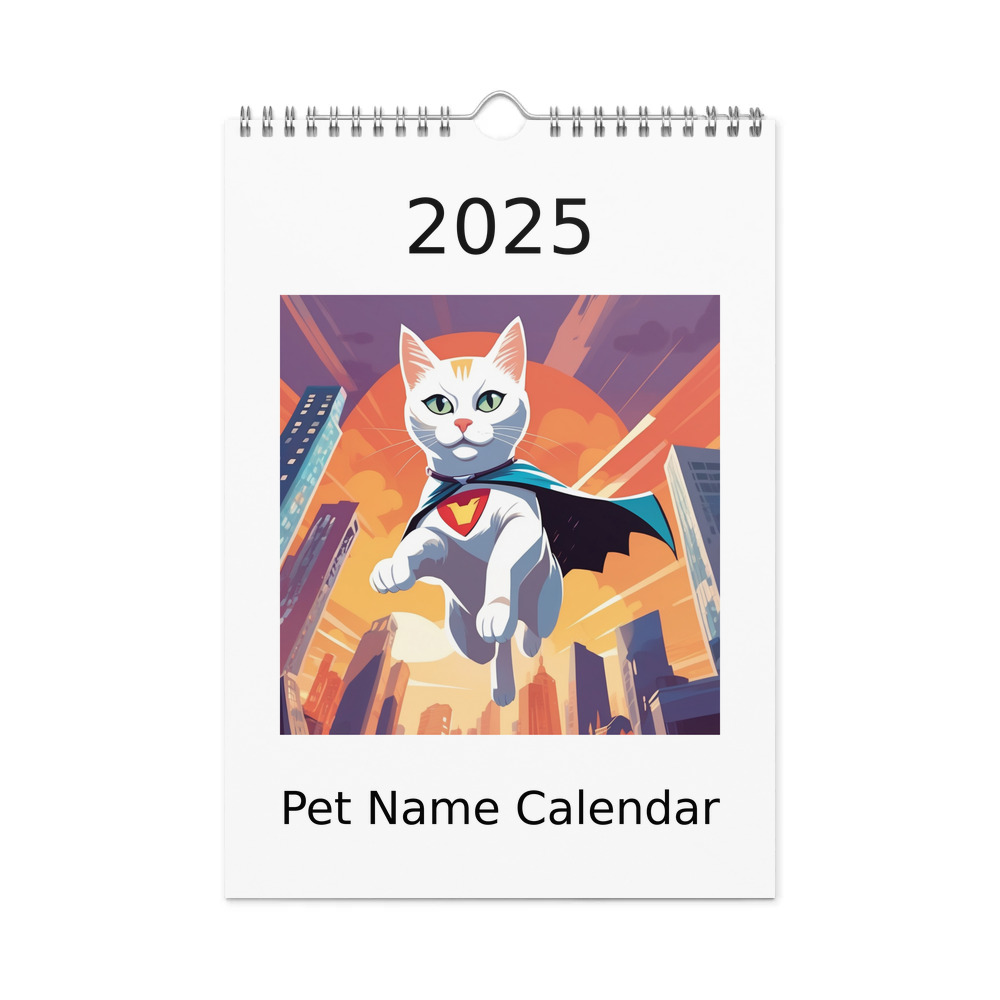 PugMug Custom White Companion Cat Wall Calendar (2026)