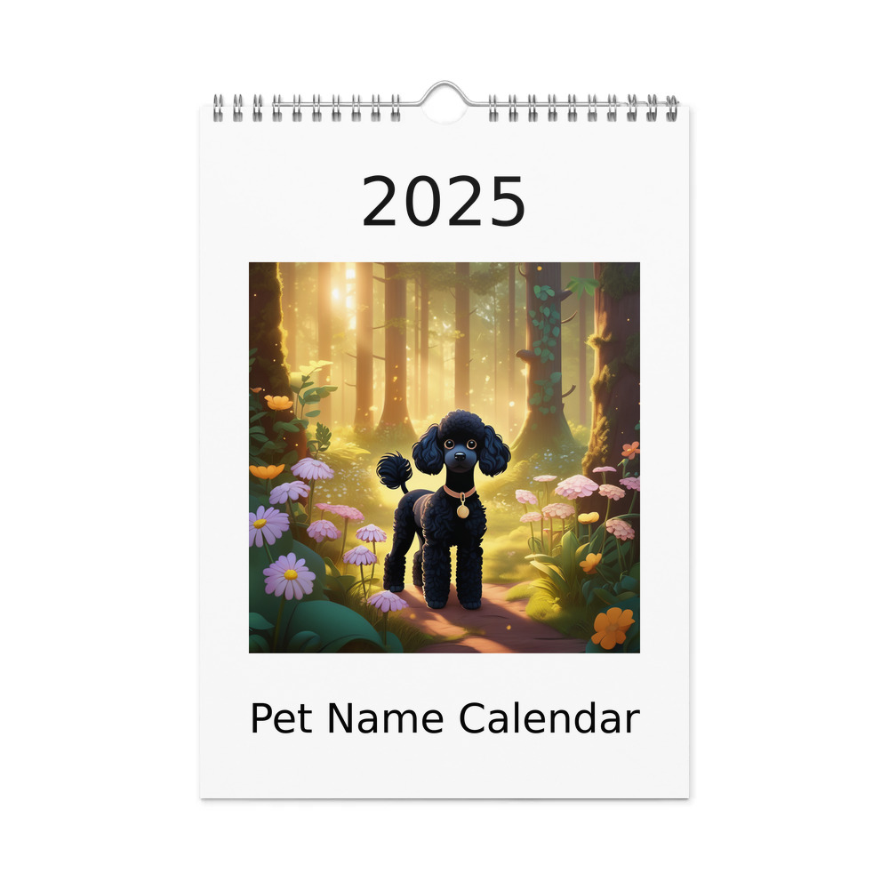 PugMug Custom Black Poodle Wall Calendar (2026)