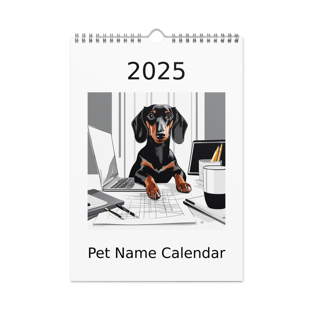 PugMug Custom Black Dachshund Wall Calendar (2026)