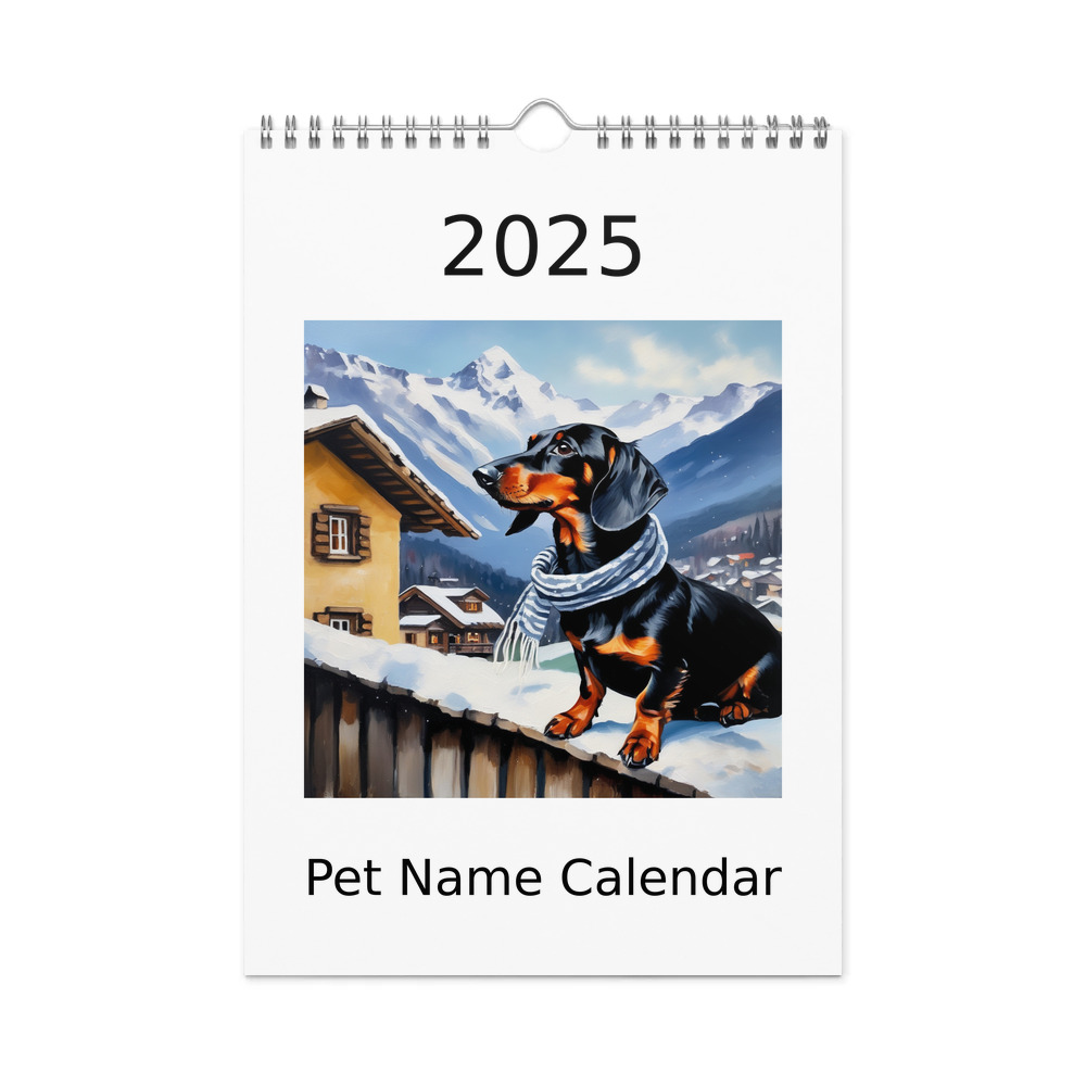 PugMug Custom Black Dachshund Wall Calendar (2026)