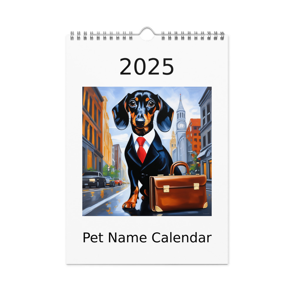 PugMug Custom Black Dachshund Wall Calendar (2026)