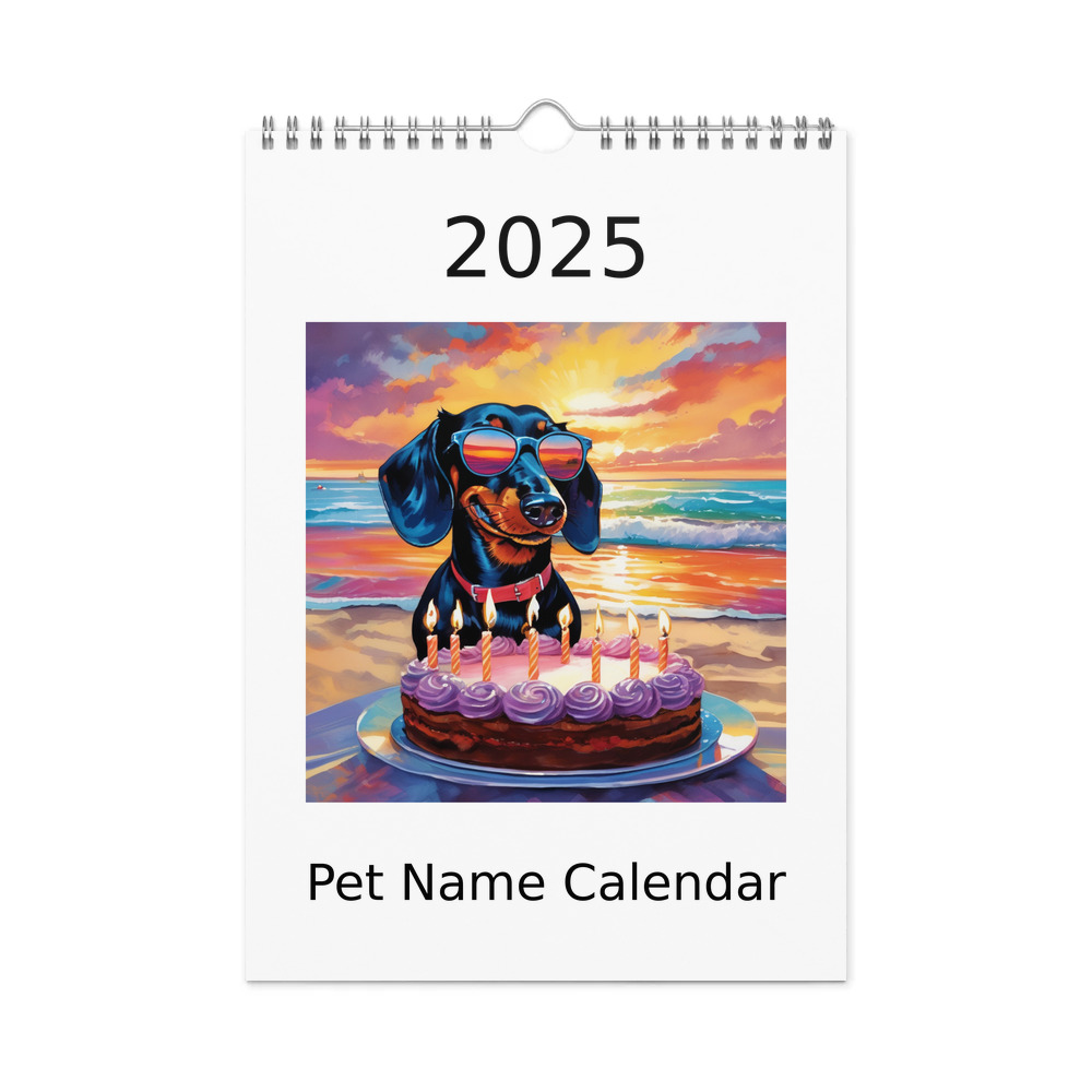 PugMug Custom Black Dachshund Wall Calendar (2026)