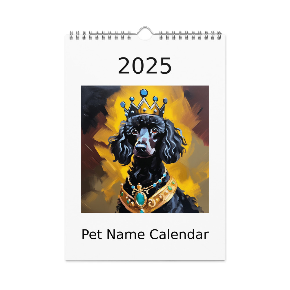 PugMug Custom Black Poodle Wall Calendar (2026)