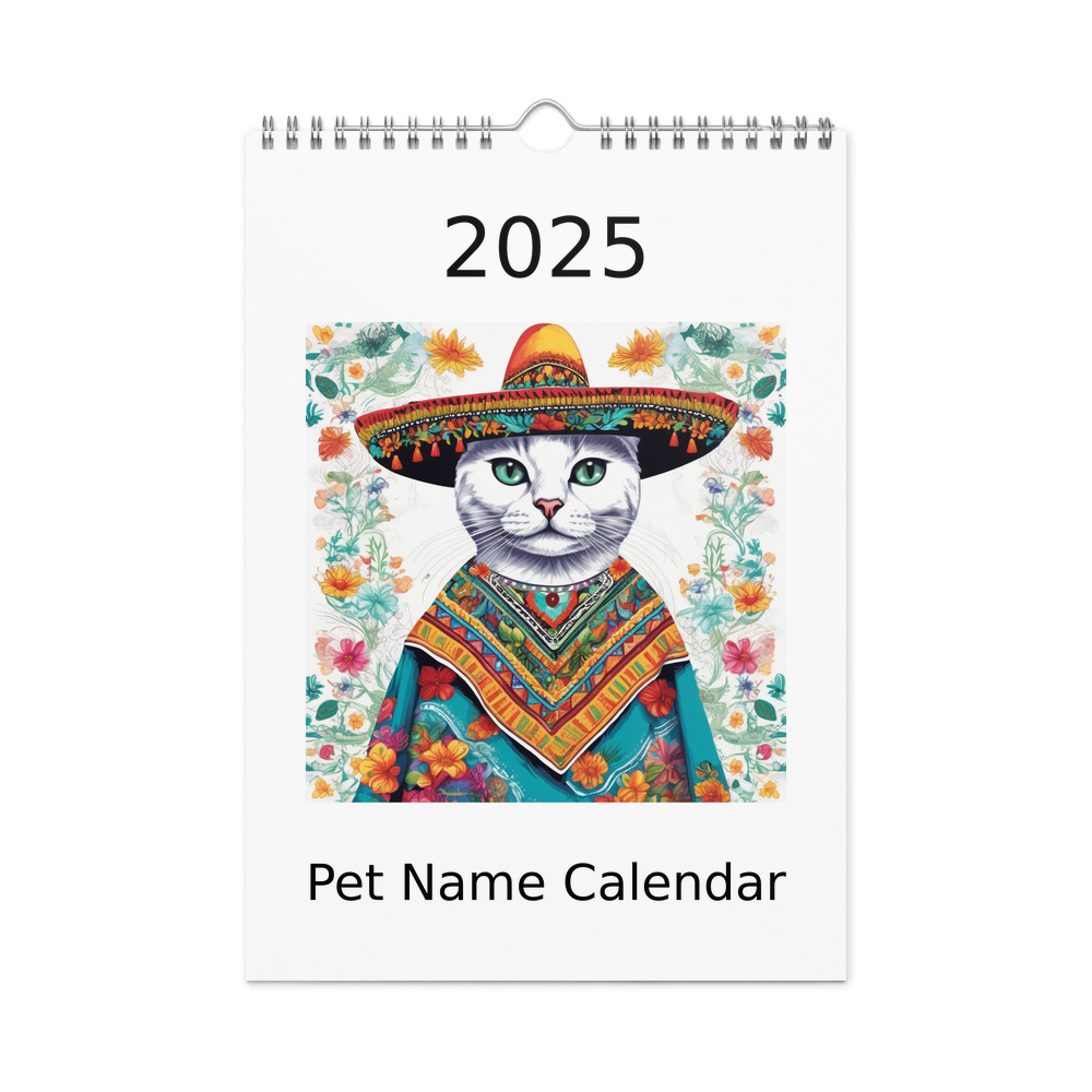 PugMug Custom White Companion Cat Wall Calendar (2026)