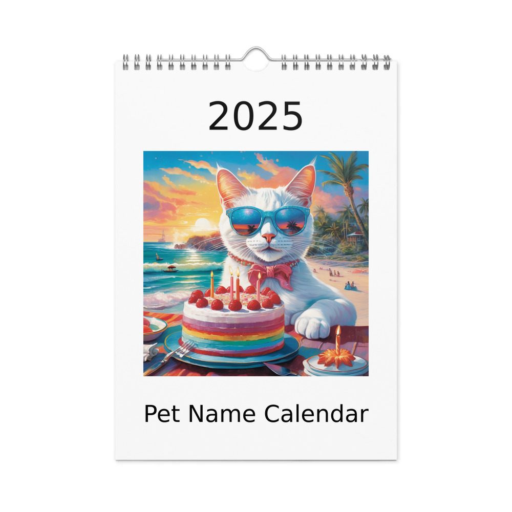 PugMug Custom White Companion Cat Wall Calendar (2026)