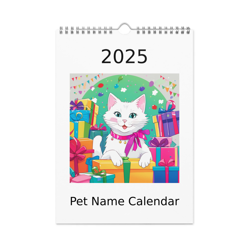 PugMug Custom White Companion Cat Wall Calendar (2026)