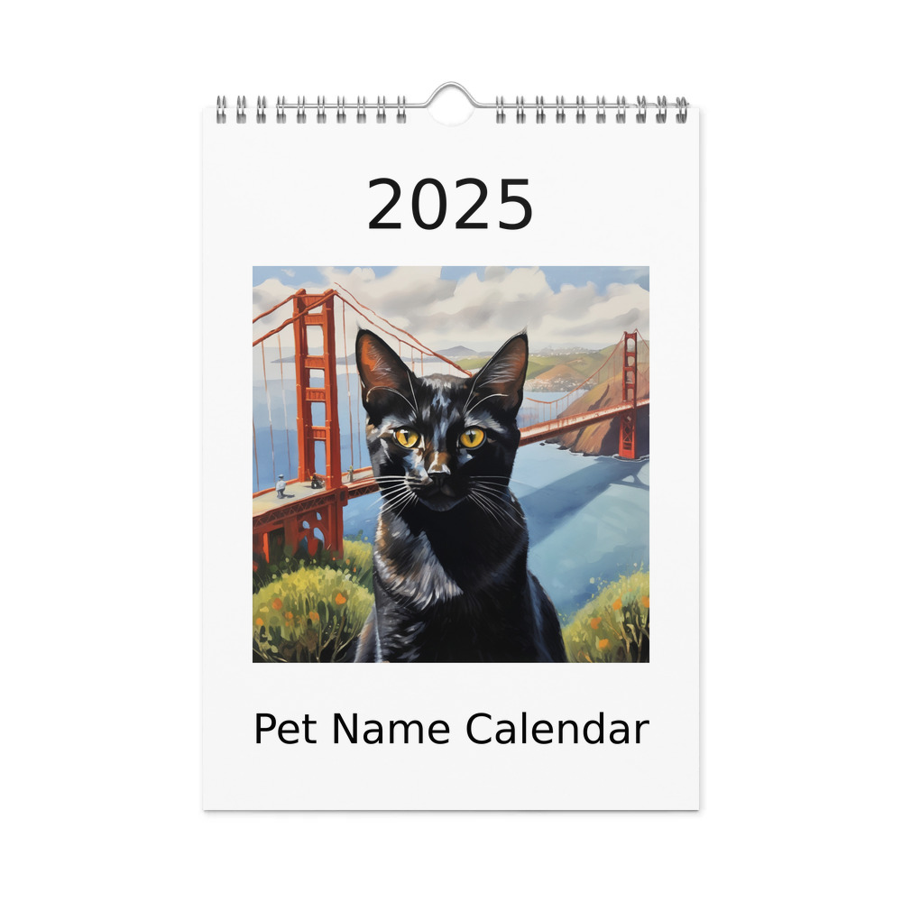 PugMug Custom Black Abyssinian Cat Wall Calendar (2026)