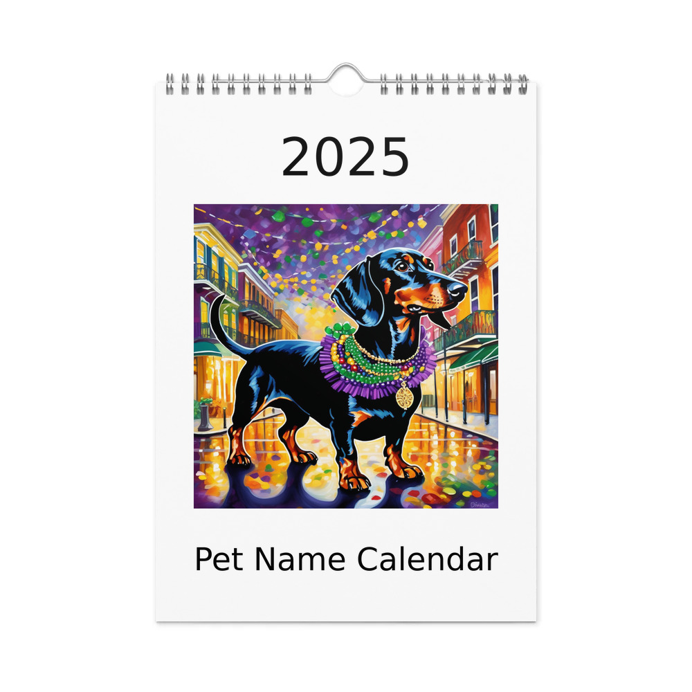 PugMug Custom Black Dachshund Wall Calendar (2026)